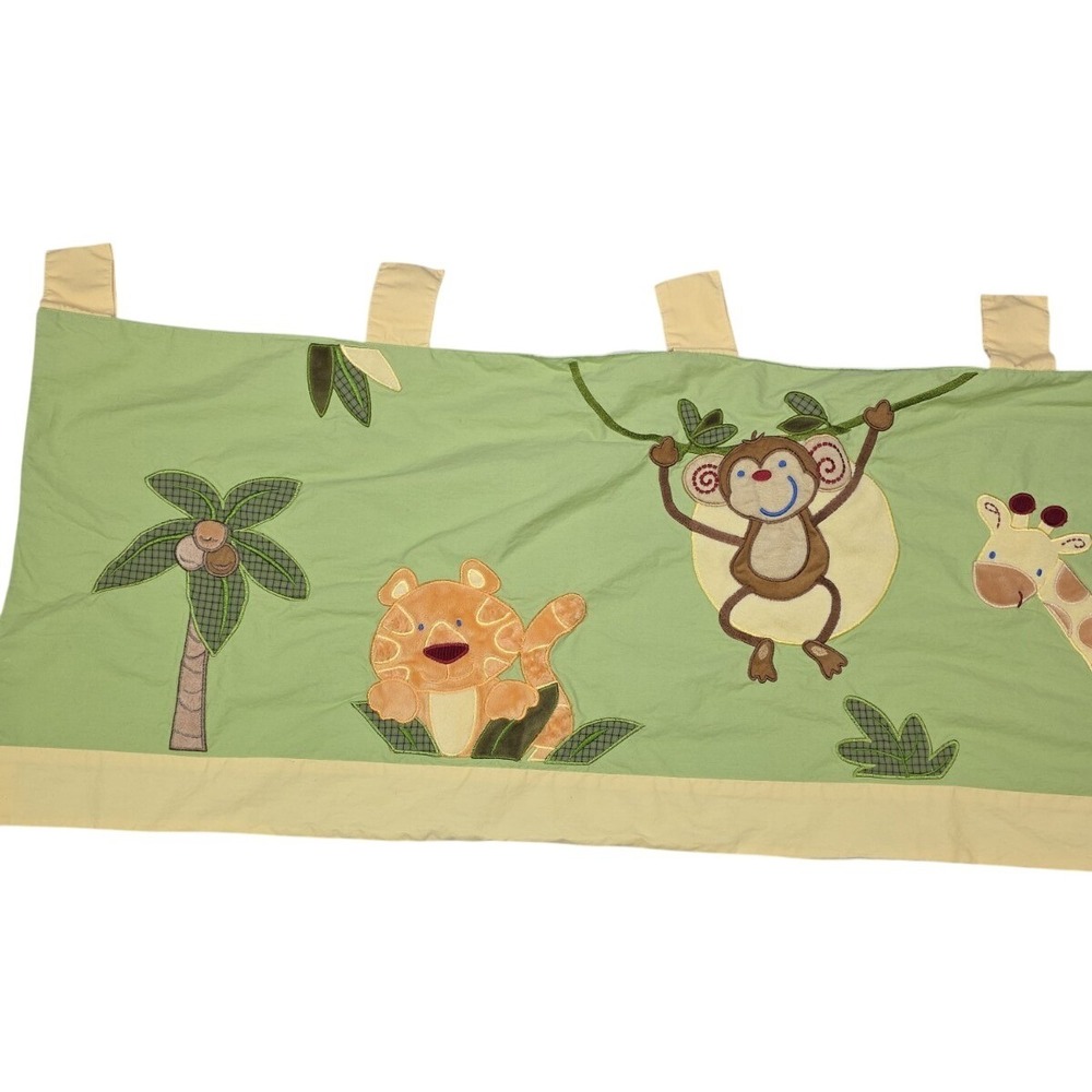 NoJo Jungle Babies‎ Valance Set 2 Green Monkey Lion Safari Nursery 14x58 Tab Top